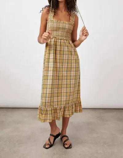 Rails Smocked Bodice Gingham Dress In Yellow In Brown
