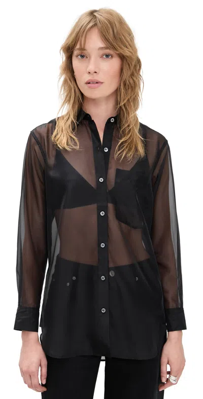 Rails Sofiya Sheer Oversize Button-up Shirt In Black