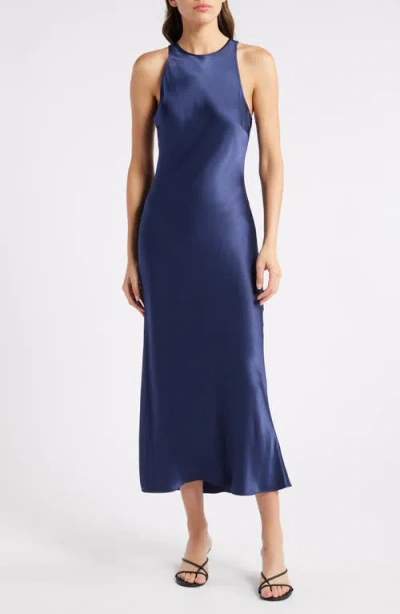 Rails Solene Sleeveless Satin Midi Dress In Navy