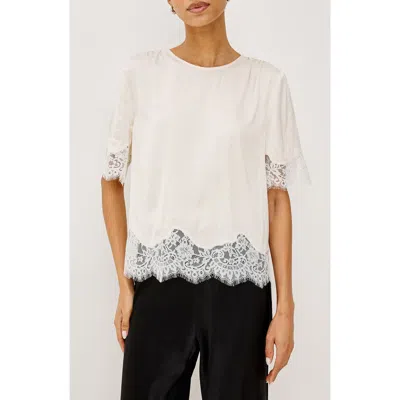 Rails Sonora Lace Trim Short Sleeve Top In Ivory