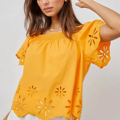 Rails Sonora Top In Marigold Eyelet In Yellow