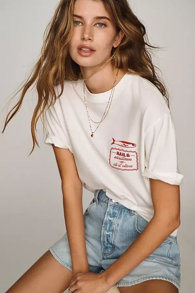 Rails Womens Sardines Souvenir Graphic-print Cotton T-shirt In White