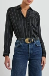 Rails Spencer Stripe Silk Shirt In Ink Stripe