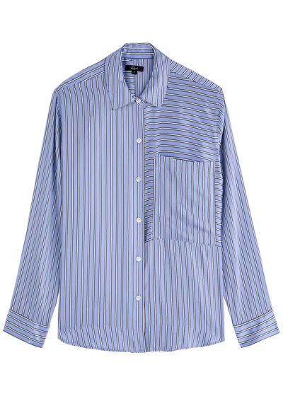 Rails Spencer Striped Silk-satin Shirt In Blue