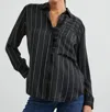 Rails Spencer Striped Silk Blouse In Black
