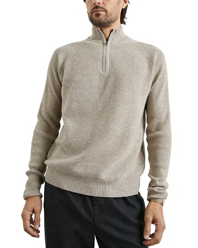 Rails Stark Merino Wool Mixed Stitch Regular Fit Quarter Zip Sweater In Oat Melange