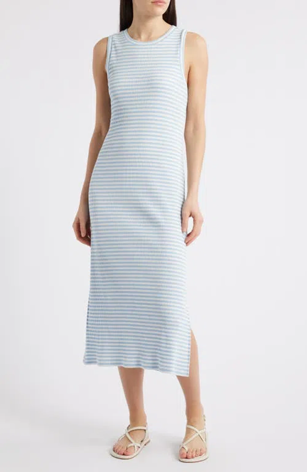 Rails Stripe Rib Midi Tank Dress In Chambray Blue Stripe | ModeSens