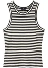 Rails Striped-intarsia Stretch-cotton Tank In Black And White