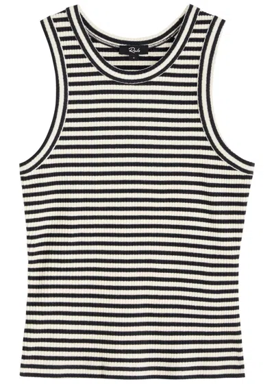 Rails Striped-intarsia Stretch-cotton Tank In Black And White