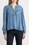 Rails Womens Blue Stone Sunna Puffed-shoulders Woven Blouse In Blue