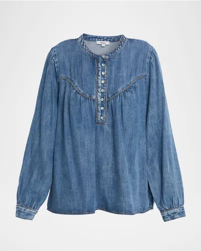 Rails Sunna Long-sleeve Denim Blouse In Blue