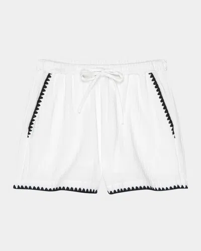 Rails Sunny Embroidered Gauze Shorts In White