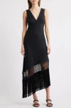 Rails Tamara Asymmetric Sleeveless Fringe Accent Dress In Black