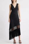 Rails Tamara Asymmetric Sleeveless Fringe Accent Dress In Black