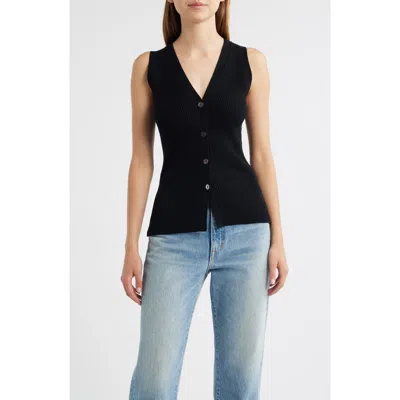Rails Tatia Rib Button-up Vest In Black