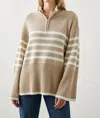 Rails Tessa Striped Zip Sweater In Brown