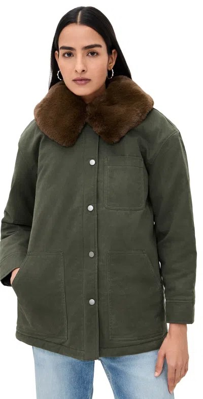 Rails Tessuto Barn Jacket Umber In Green
