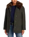 Rails Tessuto Faux Fur Collar Jacket In Green