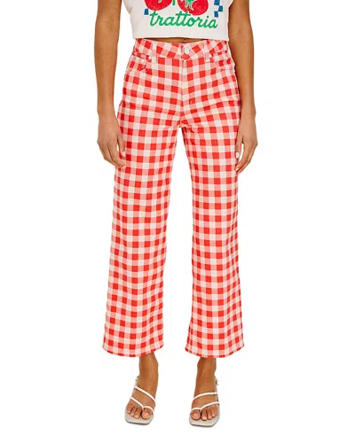 Rails The Getty Crop High Rise Wide Leg Jeans In Tomato Gingham In Multi