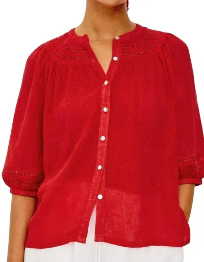 Rails Theia Elbow Sleeve Top In Tomato In Red