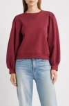 Rails Tiffany Balloon Sleeve Cotton Sweatshirt In Burgundy