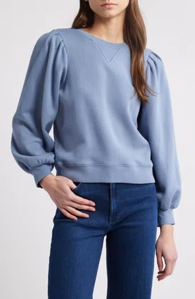 Rails Tiffany Balloon Sleeve Cotton Sweatshirt In Blue