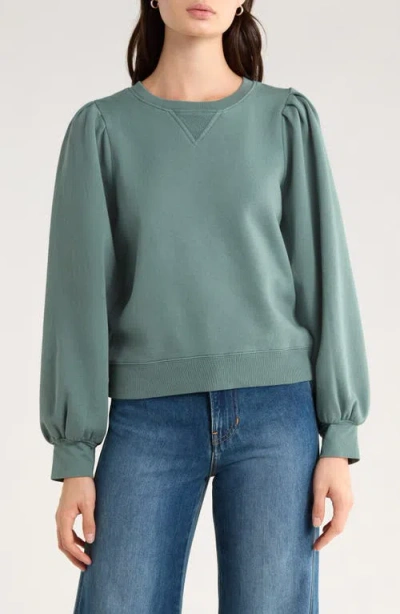 Rails Tiffany Puff Sleeve Cotton Fleece Sweatshirt In Green