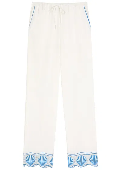 Rails Tildi Embroidered Cotton And Linen-blend Trousers In White