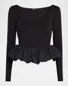 Rails Tillie Scoop-neck Bubble-hem Top In Black