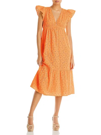 Rails Tina Womens Cotton Flutter Sleeve Midi Dress In Orange
