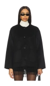 Rails Tomoko Frige Trim Wool Blend Jacket In Black