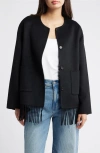 Rails Tomoko Frige Trim Wool Blend Jacket In Black