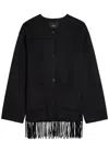 Rails Tomoko Fringed Wool-blend Buttondown Jacket In Black