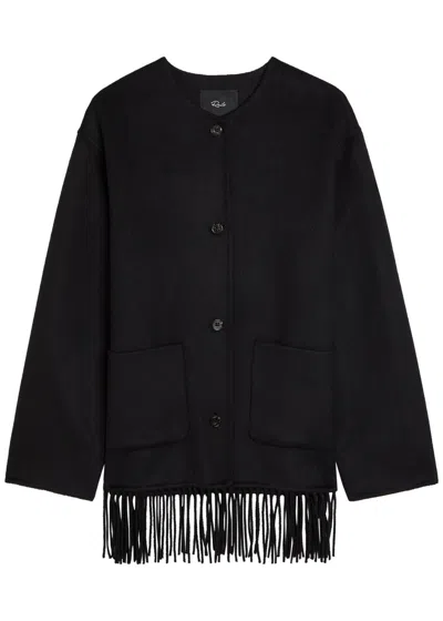Rails Tomoko Fringed Hem Wool-blend Jacket In Black
