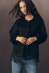 Rails Tomoko Fringed Wool-blend Buttondown Jacket In Black