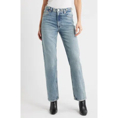 Rails Topanga Studded High Waist Straight Leg Jeans In Gray
