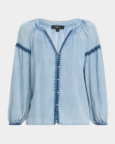 RAILS TOSHI EMBROIDERED CHAMBRAY BLOUSE