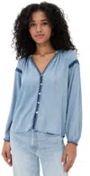 Rails Toshi Embroidered Chambray Blouse In Blue
