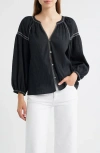 Rails Vasia Whip-stitch Woven Blouse In Black