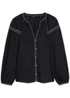 Rails Vasia Whip-stitch Woven Blouse In Black
