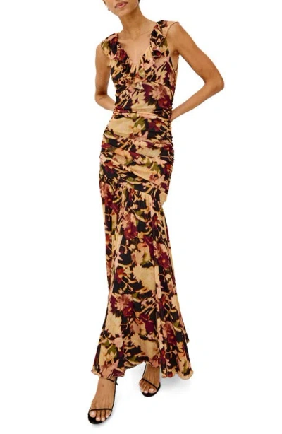 Rails Veda Ruffle V-neck Maxi Dress In Brown