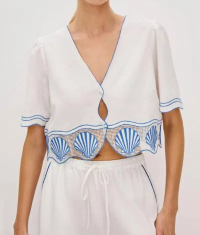 RAILS VENICE SEASHELL EMBROIDERY TOP IN WHITE
