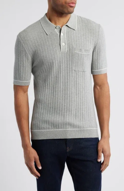 Rails Vernon Rib Knit Polo In Grey Melange