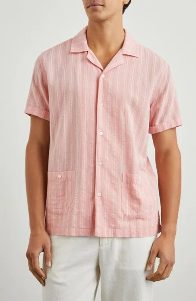 Rails Vice Stripe Short Sleeve Guayabera Shirt In Pink