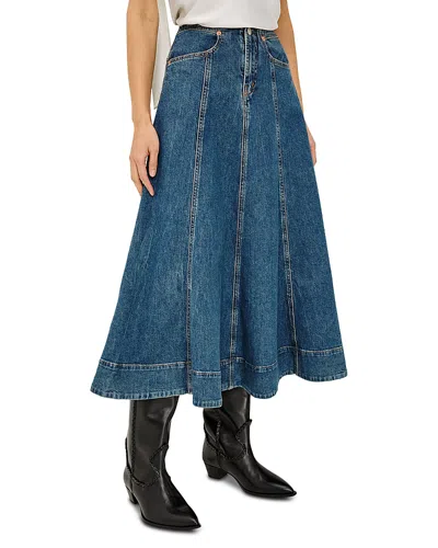Rails Vicente Cotton Stretch A Line Midi Jean Skirt In Meadowbrook In Blue