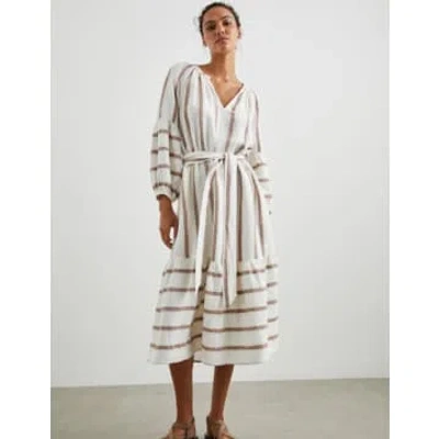 Rails Vittoria Coconut Stripe Belted Dress Col: Cream Multi, Size: S In Neutrals