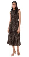 Rails Vivier Sleeveless Smocked Midi Dress In Brown