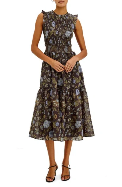 Rails Vivier Floral Smocked Sleeveless Dress In Multi
