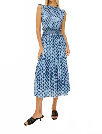 Rails Vivier Textured Chiffon Midi Dress In Sapphire Shibori In Blue