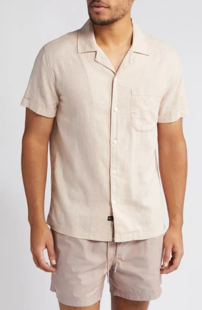 Rails Waimea Regular Fit Geometric Print Short Sleeve Linen Blend Button-up Camp Shirt In Wishbone Mauve